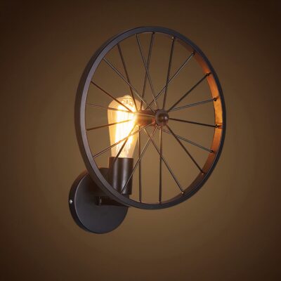 Applique murale industrielle roue en métal