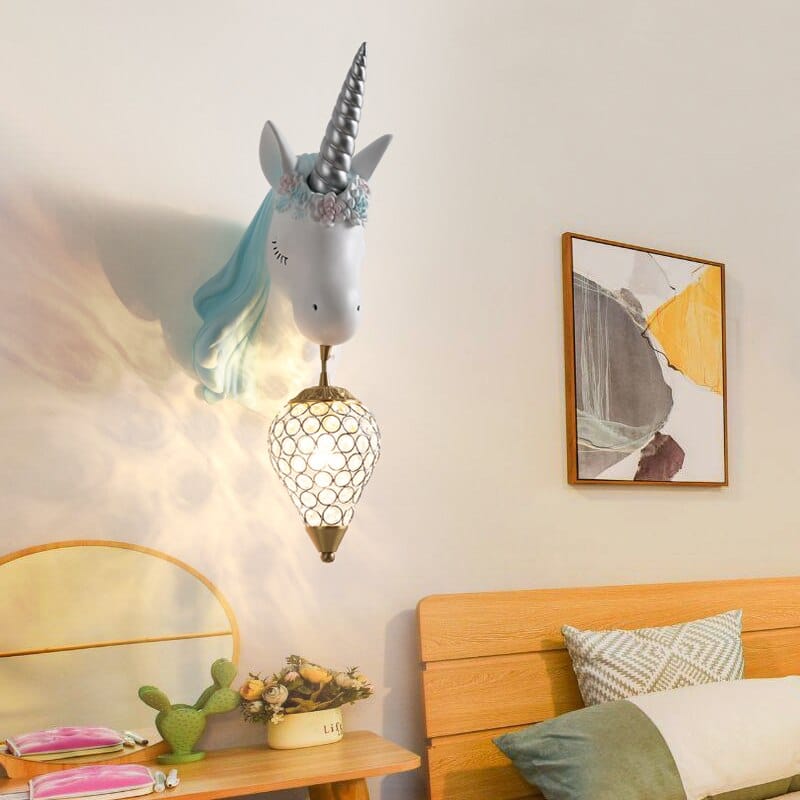 CJW Applique murale LED pour chambre denfant Licorne/lampe de chevet/salon/couloir