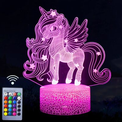 Lampe 3D LED Poney Licorne