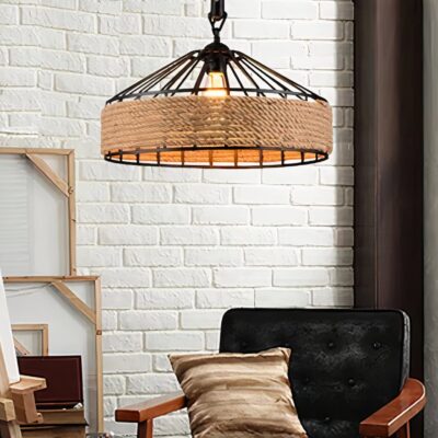 Lampe suspendue en corde de chanvre