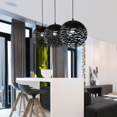Lampe suspendue boule ajourée