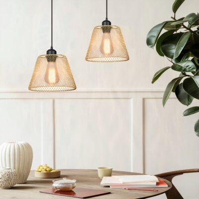 Lampe LED suspendue en filet de fer