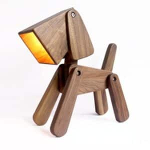 Lampe de Table créative en bois en forme de chien