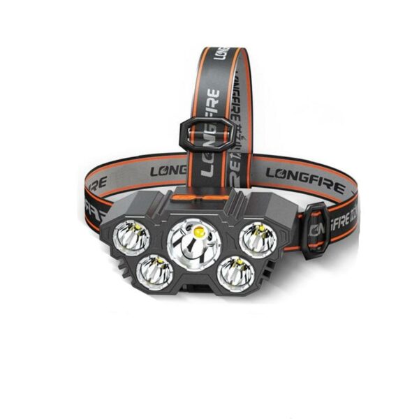 Lampe frontale à 5 LED de couleur noir et orange