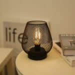 Lampe de salon lanterne en forme de cage métallique noire