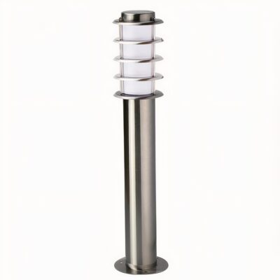 Lampes design de jardin grise présentée sur fond blanc