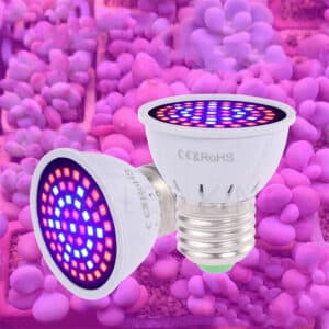 Lampe horticole de croissance LED pour serre présentée sur fond rose