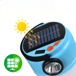 Lampe camping LED solaire et chargeur téléphone avec crochet