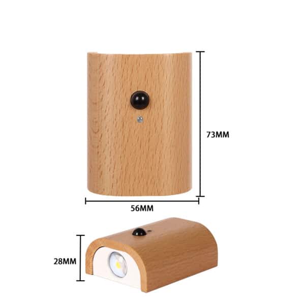 Lampe LED en bois avec détecteur de mouvement