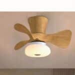 Lampe plafond ventilateur design bois