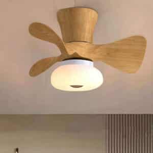 Lampe plafond ventilateur design bois