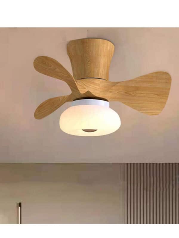 Lampe plafond ventilateur design bois