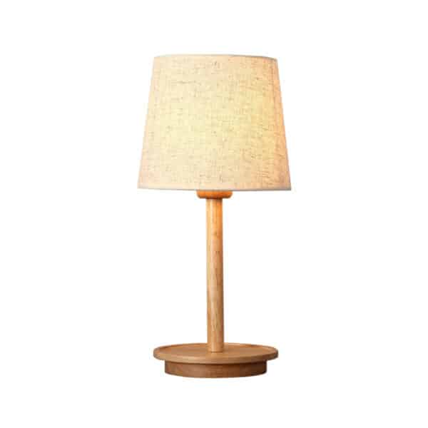 Lampe de chevet nordique en bois élégante présentée sur fond blanc