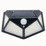Lampe solaire LED avec détecteur de mouvement présentée sur fond blanc