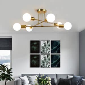 Lampe plafond design LED suspendu moderne installée au plafond
