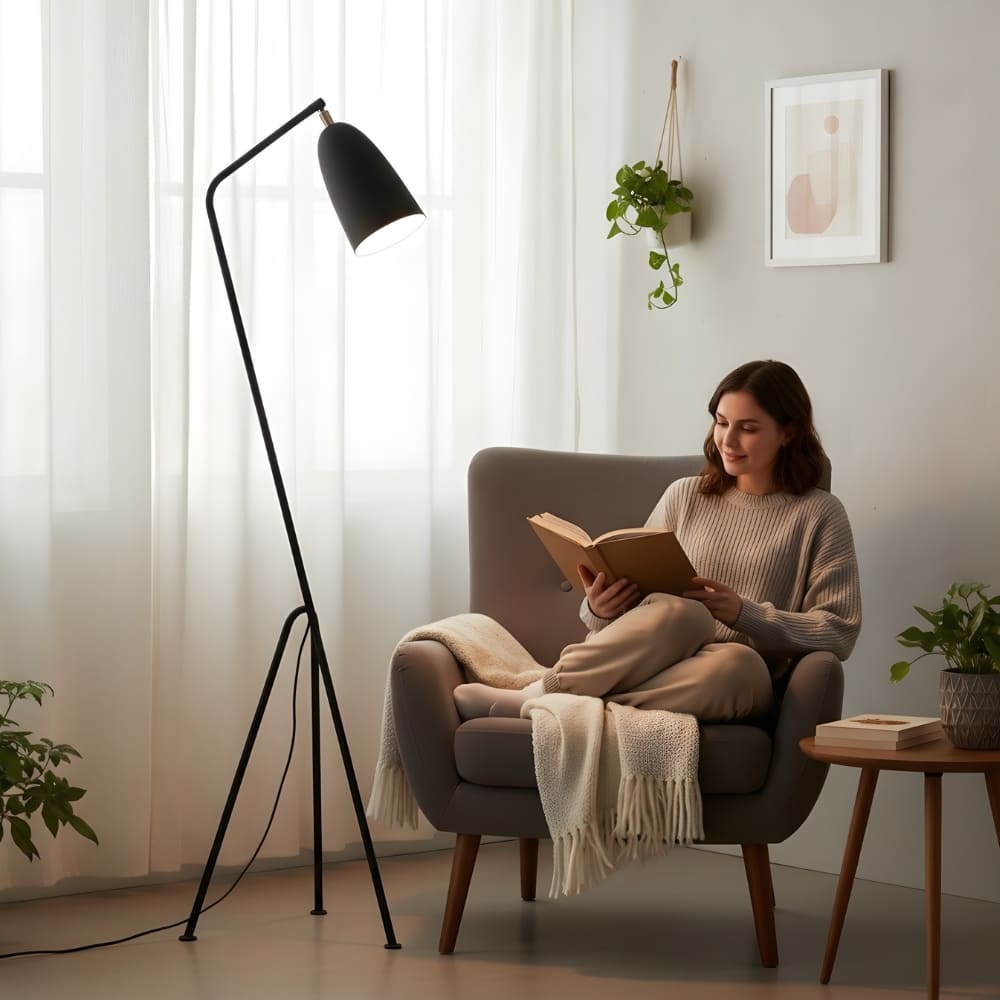 Lampe trepied noire moderne au style nordique