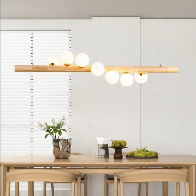 Lampe plafond nordique à 7 boules dans une cuisine