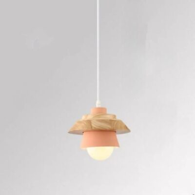 Lampe plafond rose au design moderne sur fond gris