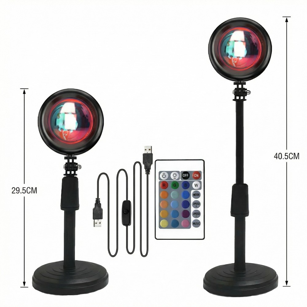 Lampe halo LED effet coucher de soleil doré