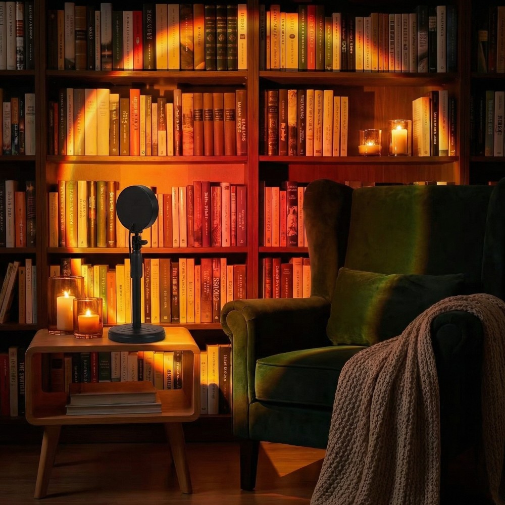 Lampe halo LED effet coucher de soleil doré
