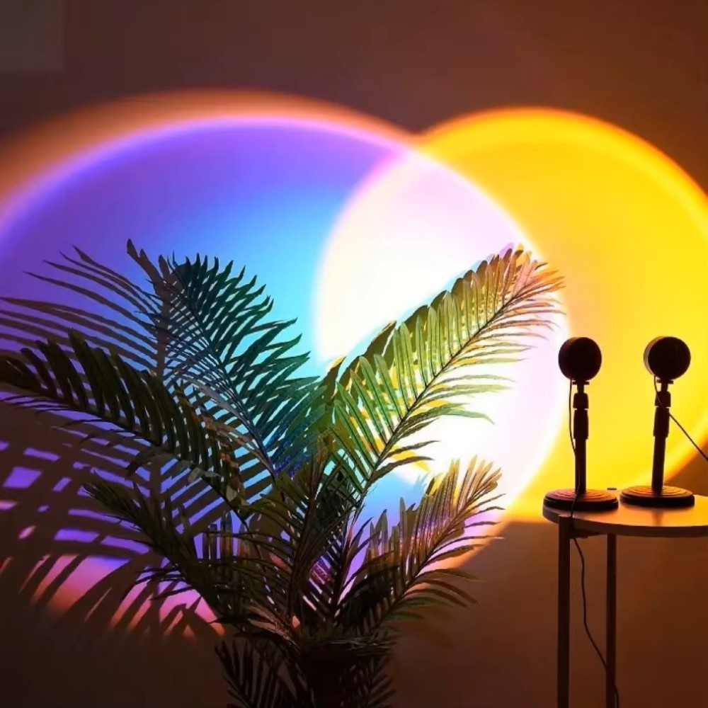 Lampe halo LED effet coucher de soleil doré