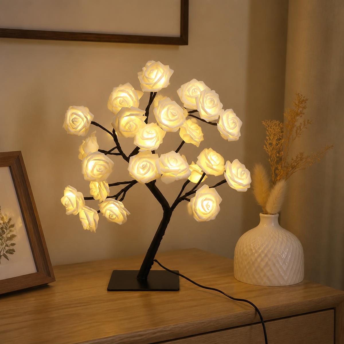 Lampe fleur arbre à roses LED pour table romantique – Image 3
