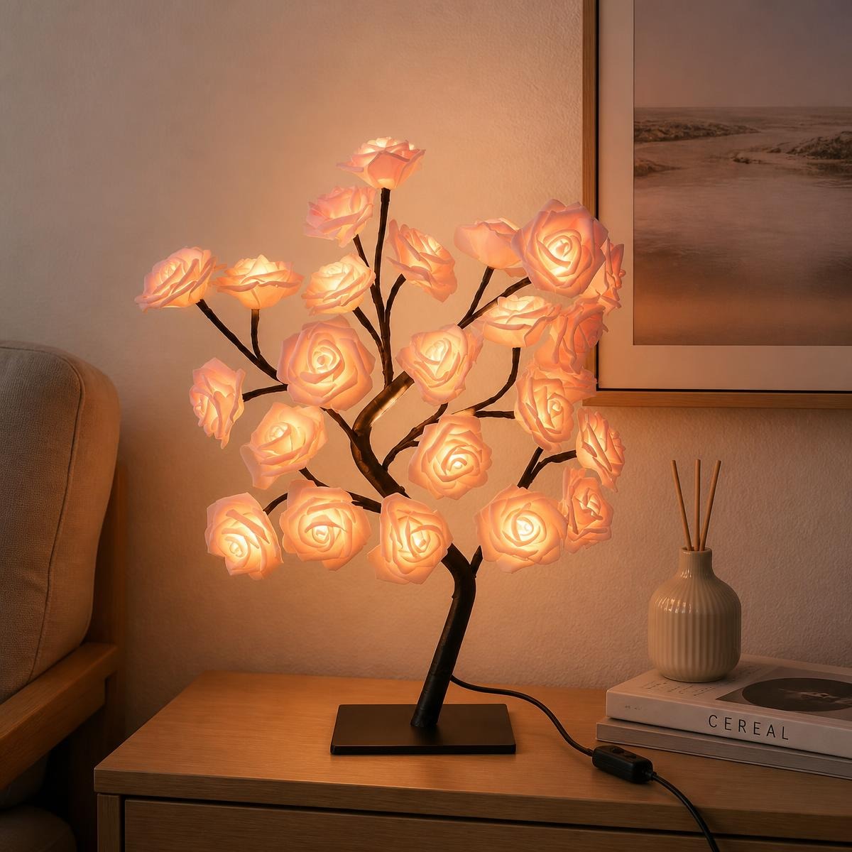 Lampe fleur arbre à roses LED pour table romantique – Image 2
